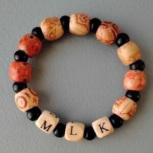 MLK Beaded Bracelet with Black and Tan Beads